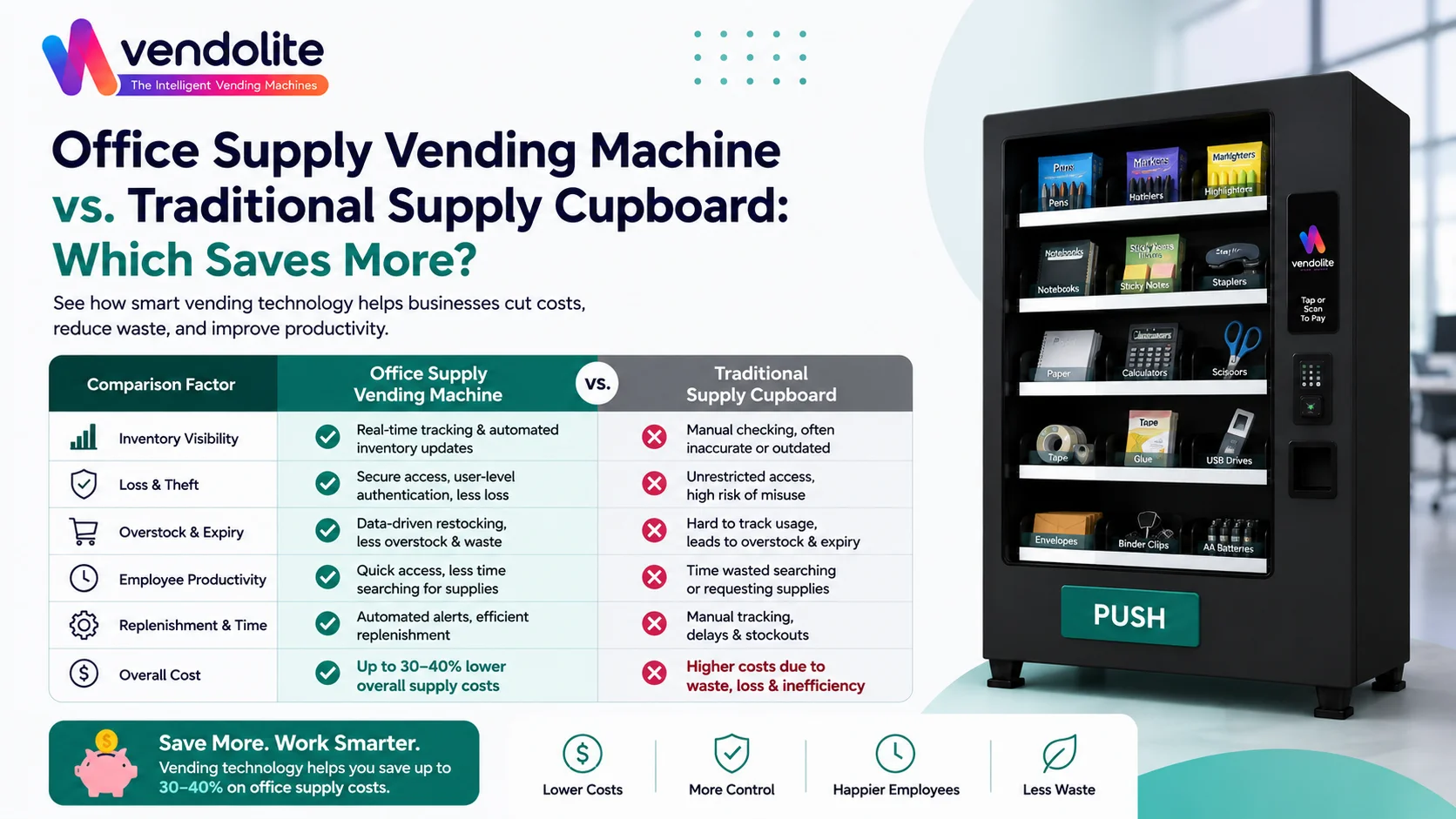 Office Supply Vending Machine vs. Cupboard