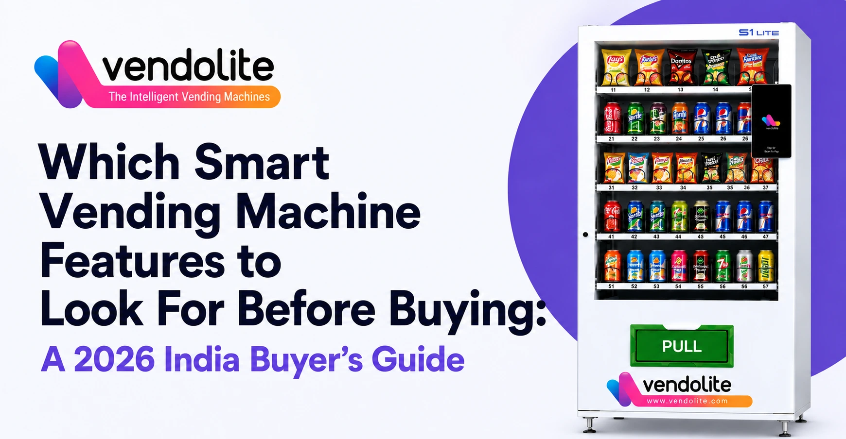 Smart vending machine displaying snacks and drinks with cashless payment